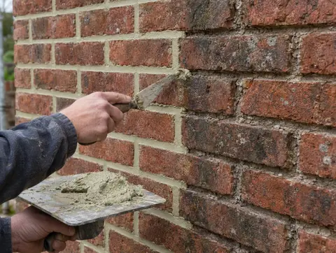 Repointing weathered brickwork with fresh mortar